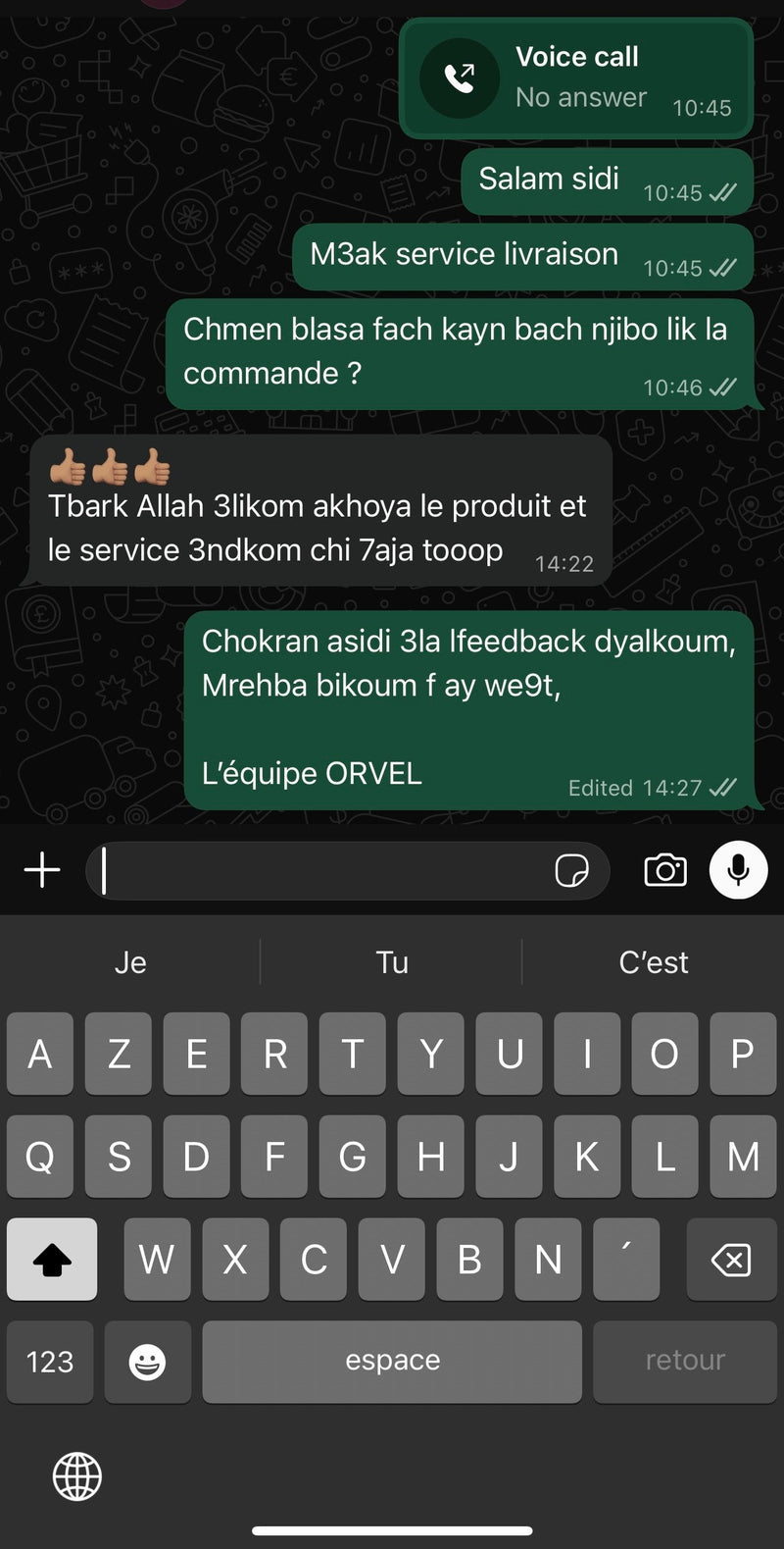 Avis client WhatsApp 2